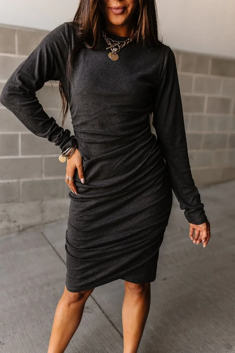 Long Sleeve Better Than Basic Dress - Smoke