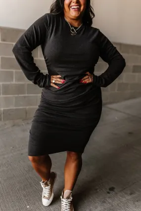 Long Sleeve Better Than Basic Dress - Smoke