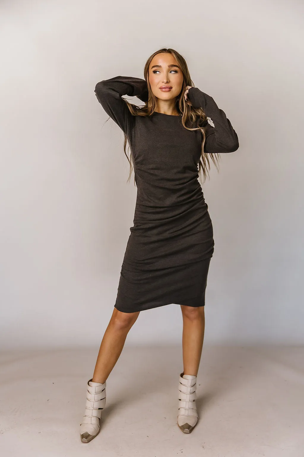 Long Sleeve Better Than Basic Dress - Smoke
