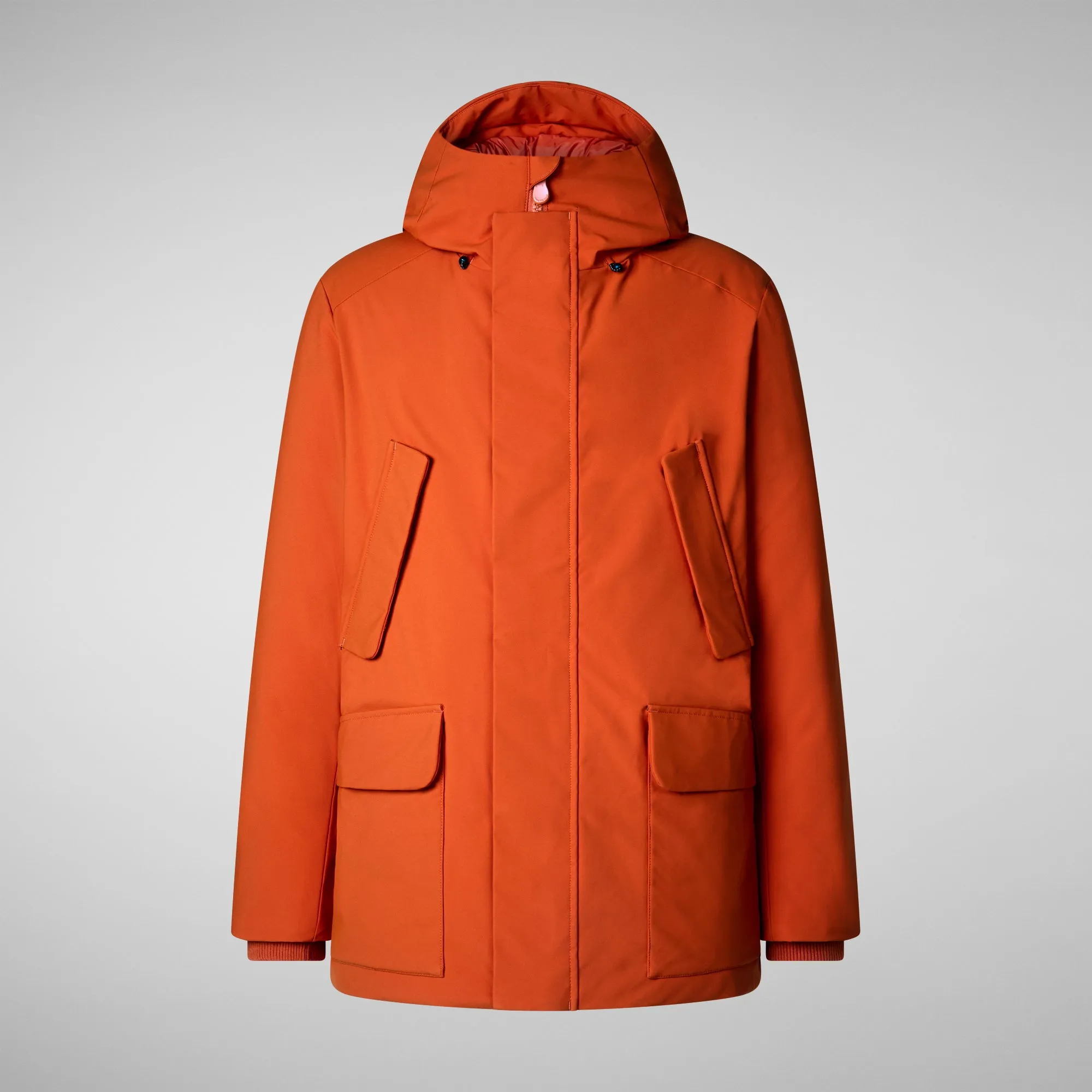 Man's hooded parka Elon in maple orange