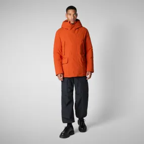 Man's hooded parka Elon in maple orange
