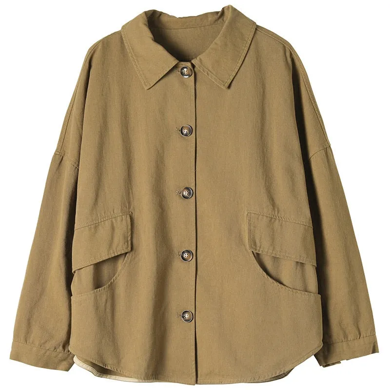 Max LuLu Autumn Outerwear Womens Khaki Korean Style Vintage Jacket Basic Lady Casual Coat Button Harajuku Loose Clothing