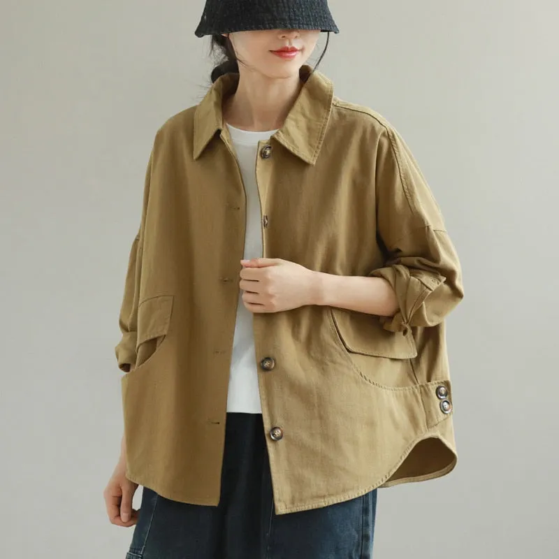 Max LuLu Autumn Outerwear Womens Khaki Korean Style Vintage Jacket Basic Lady Casual Coat Button Harajuku Loose Clothing