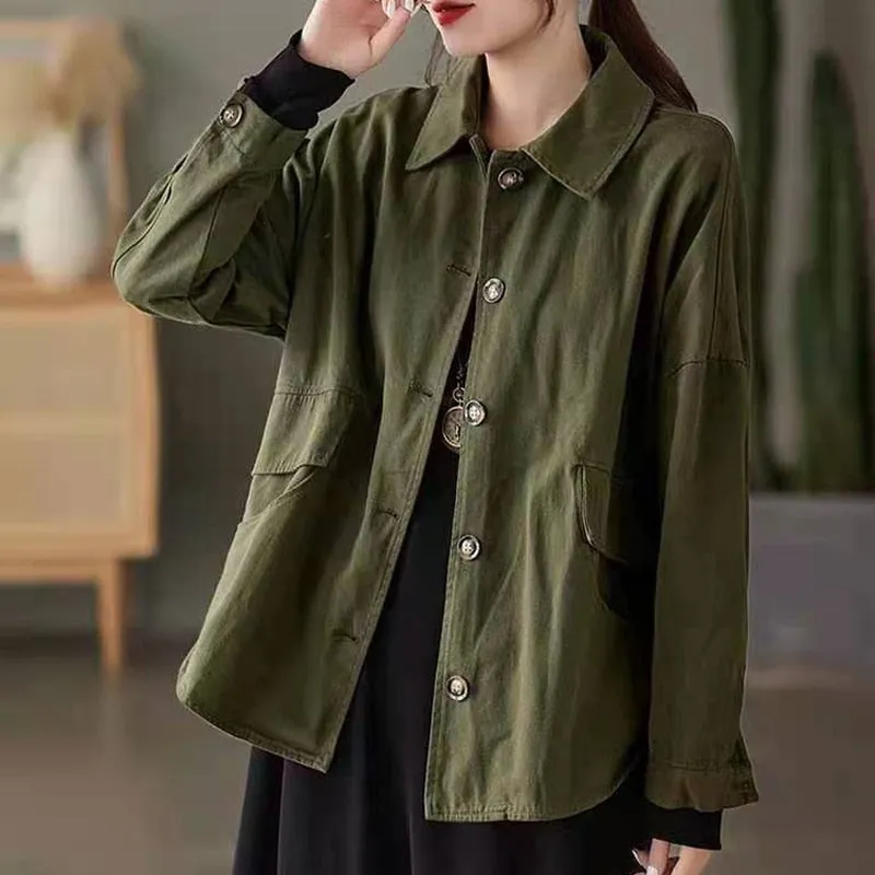 Max LuLu Autumn Outerwear Womens Khaki Korean Style Vintage Jacket Basic Lady Casual Coat Button Harajuku Loose Clothing