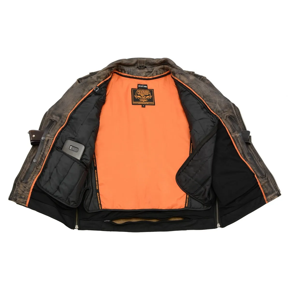 Men's Triple Stitch Extra Long Beltless Biker Jacket