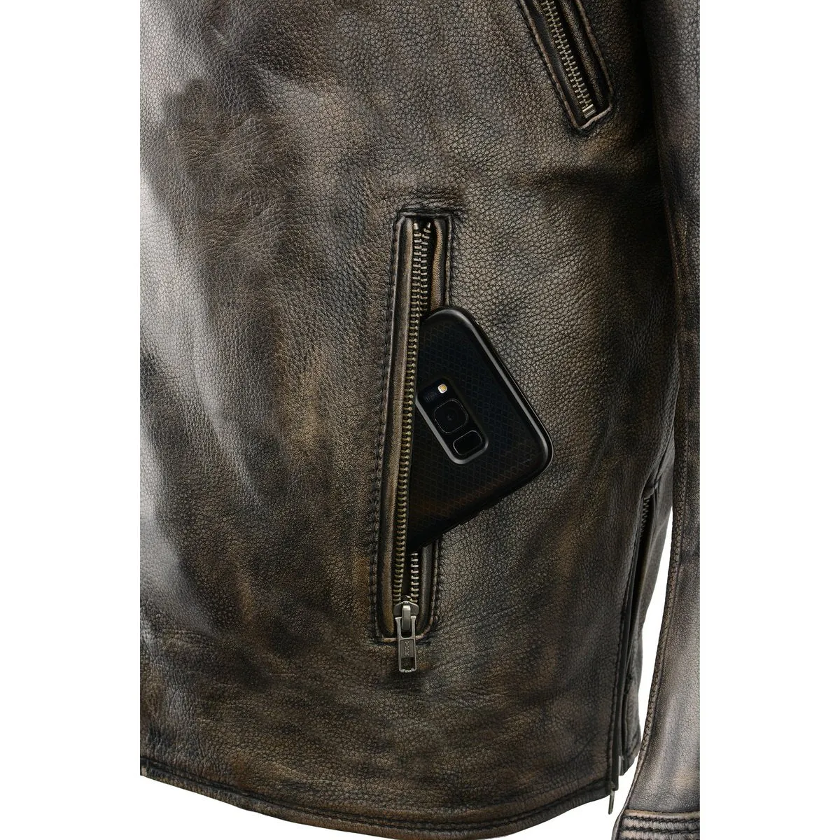 Men's Triple Stitch Extra Long Beltless Biker Jacket