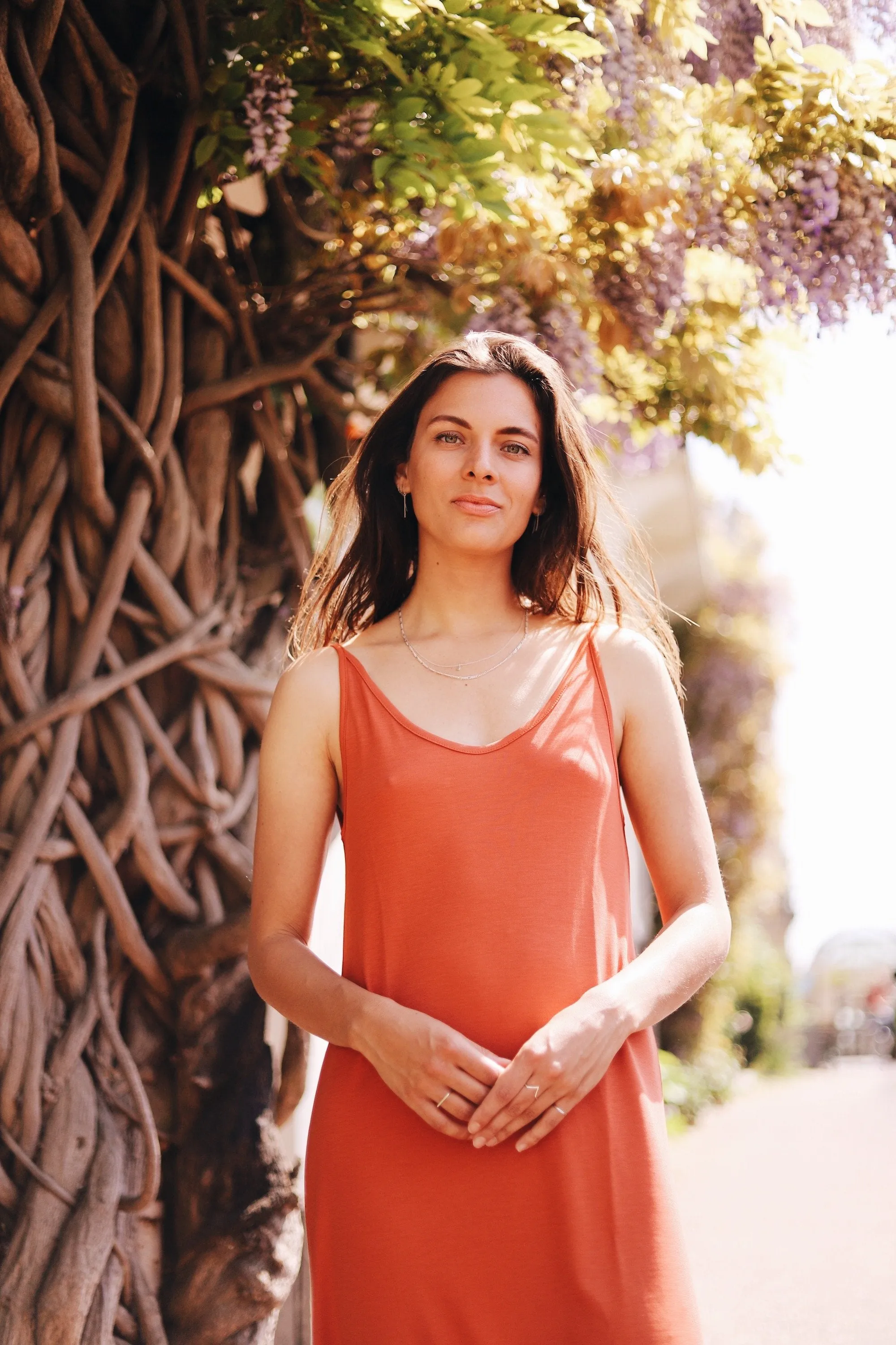 midi triangle dress rust