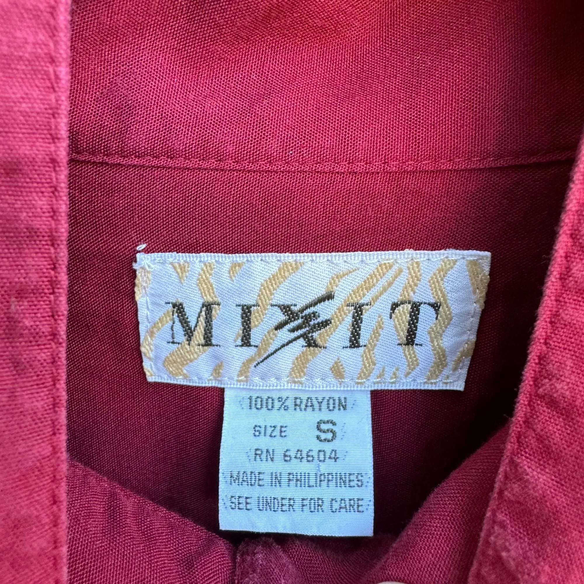 Mixit Vintage Womens Burgundy Long Sleeve High Collar Shirt Pleated Skirt Set S