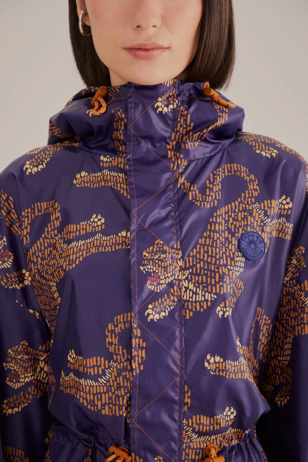 Navy Blue Leopard Maxi Parka
