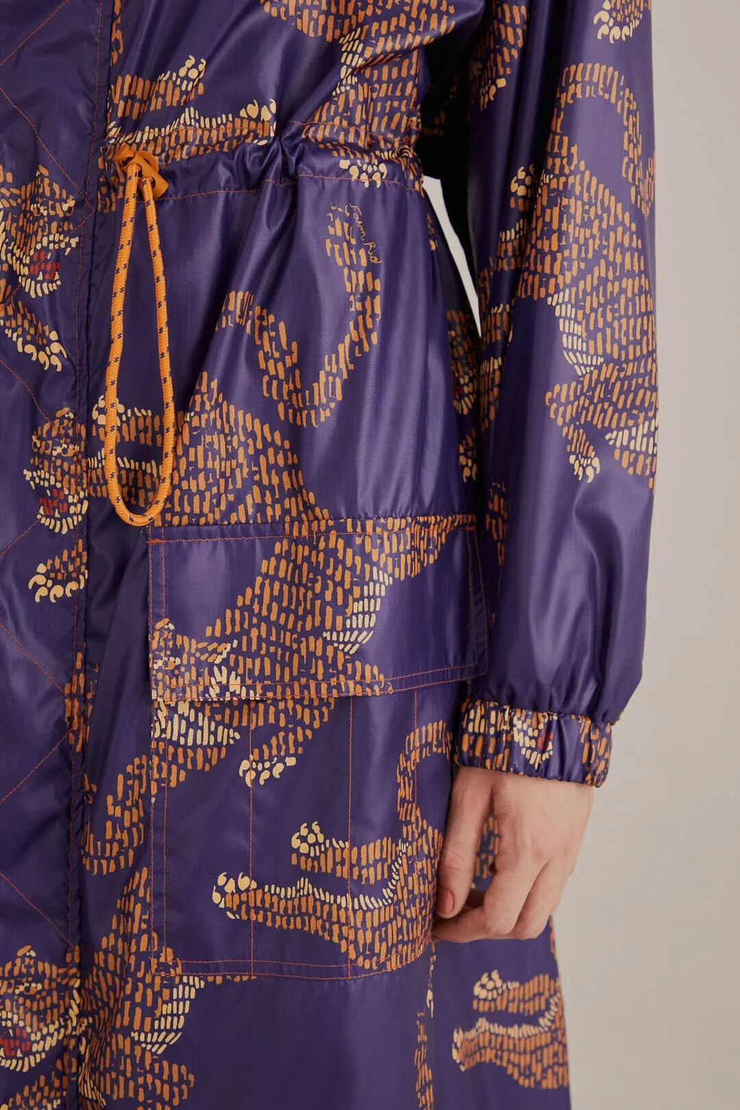Navy Blue Leopard Maxi Parka