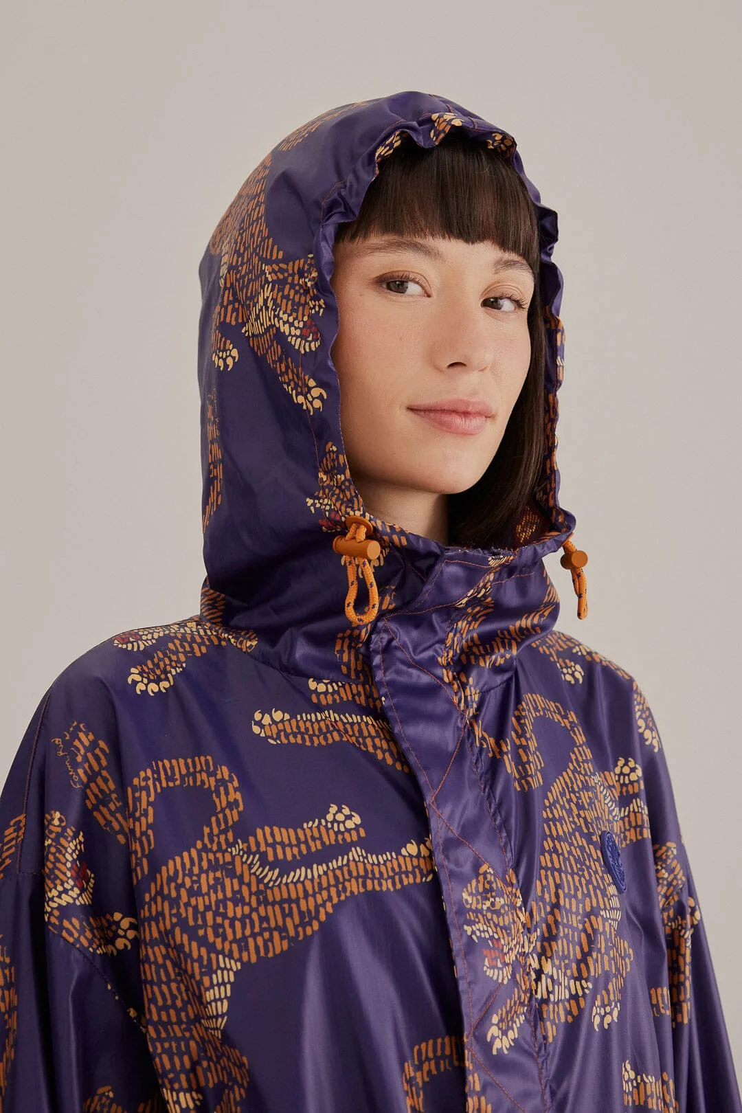 Navy Blue Leopard Maxi Parka