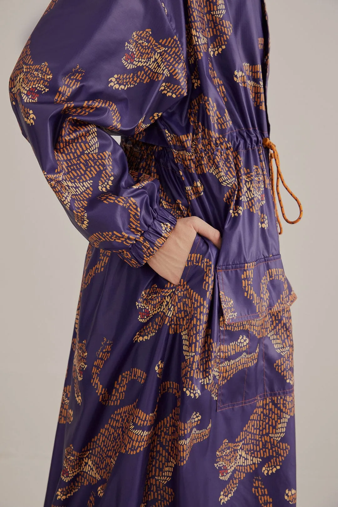 Navy Blue Leopard Maxi Parka