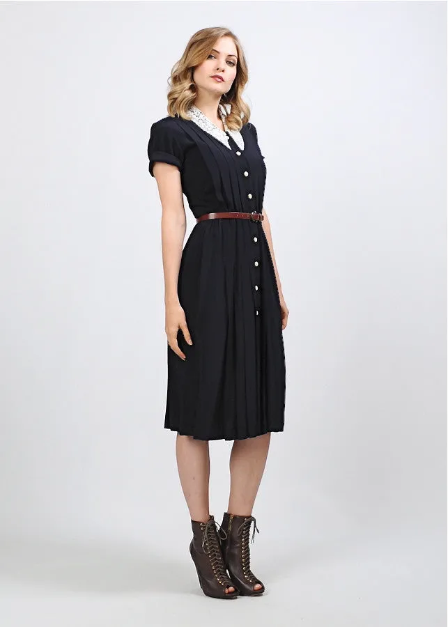 Navy Rayon   Lace Dress