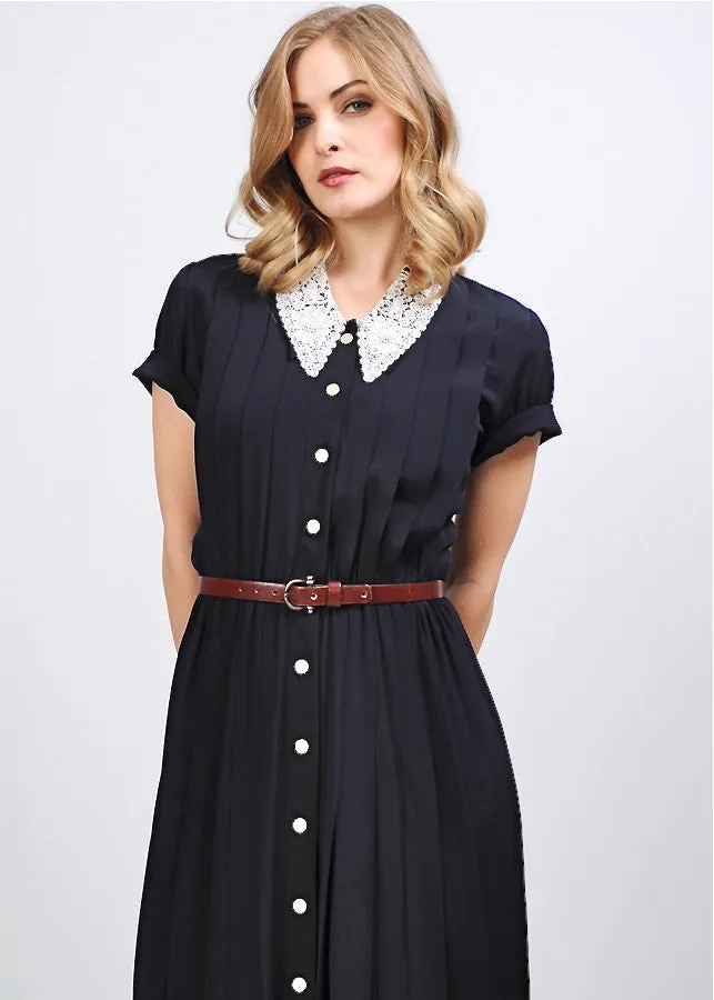 Navy Rayon   Lace Dress