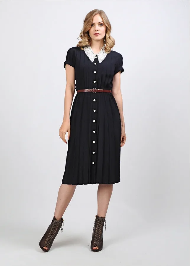 Navy Rayon   Lace Dress