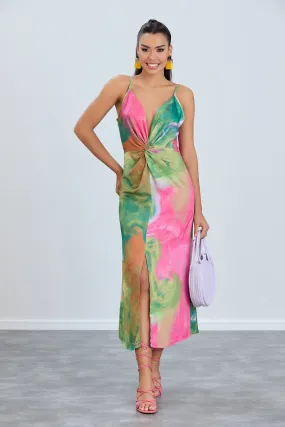 Ocean Vibe Fuchsia Satin Slip Dress