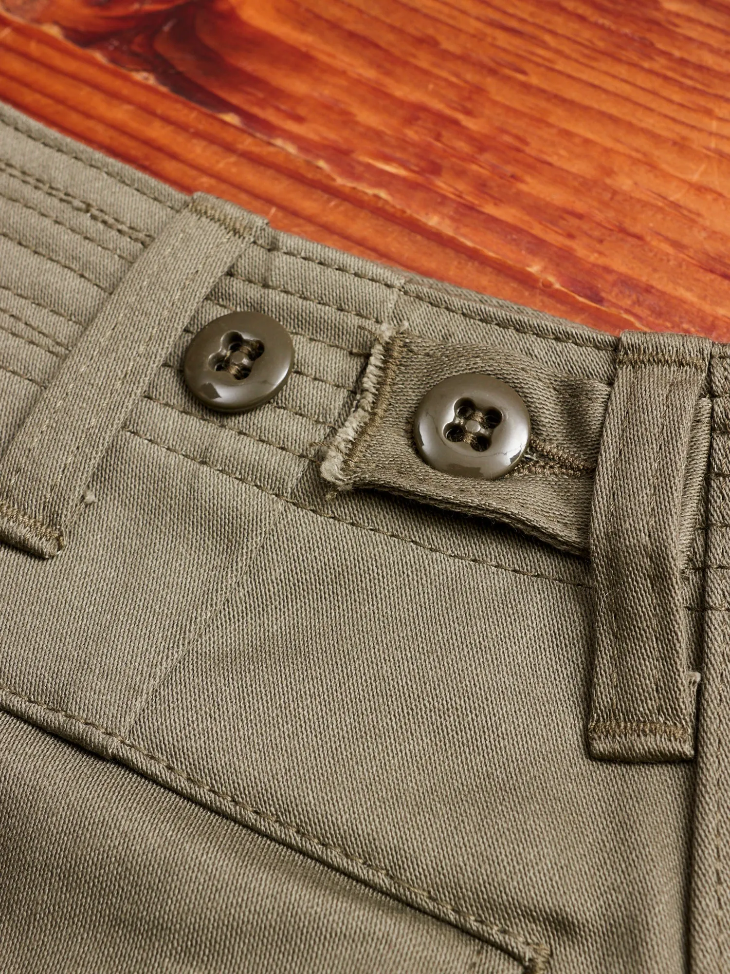 Overgrown Pants in Olive Military Satin