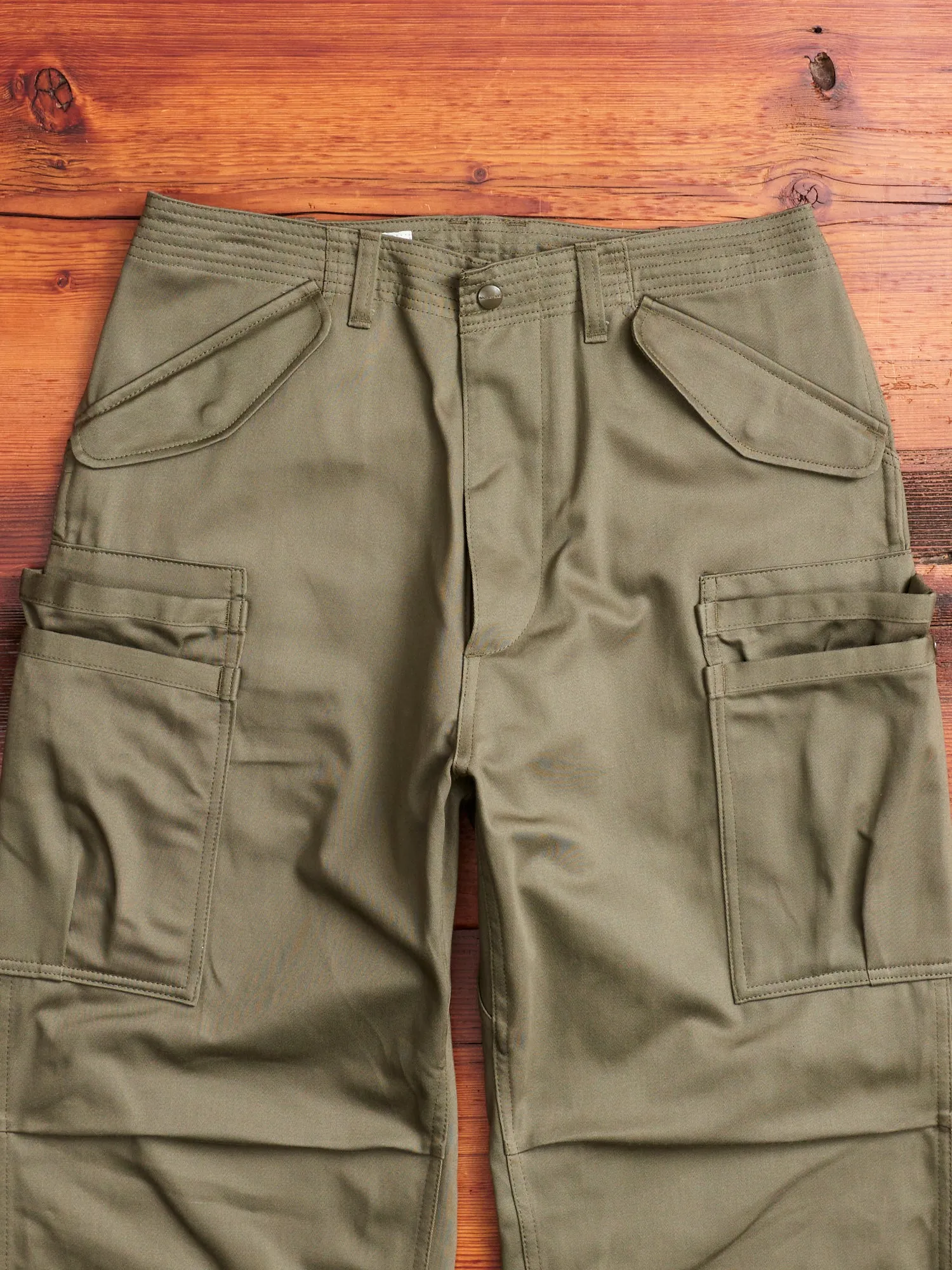 Overgrown Pants in Olive Military Satin