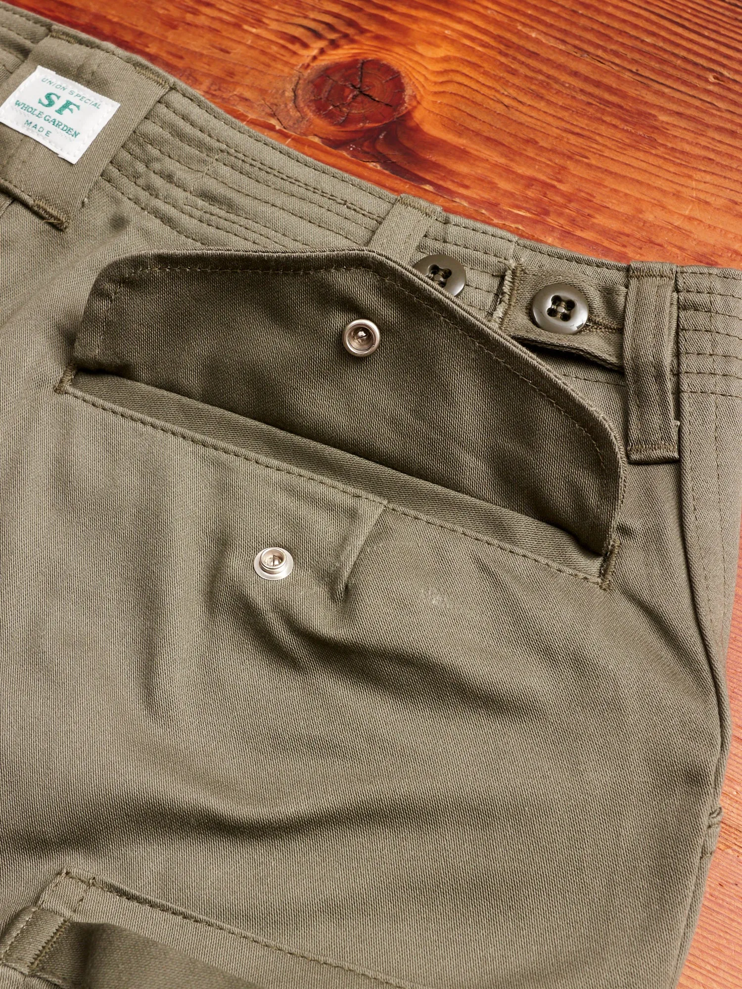 Overgrown Pants in Olive Military Satin