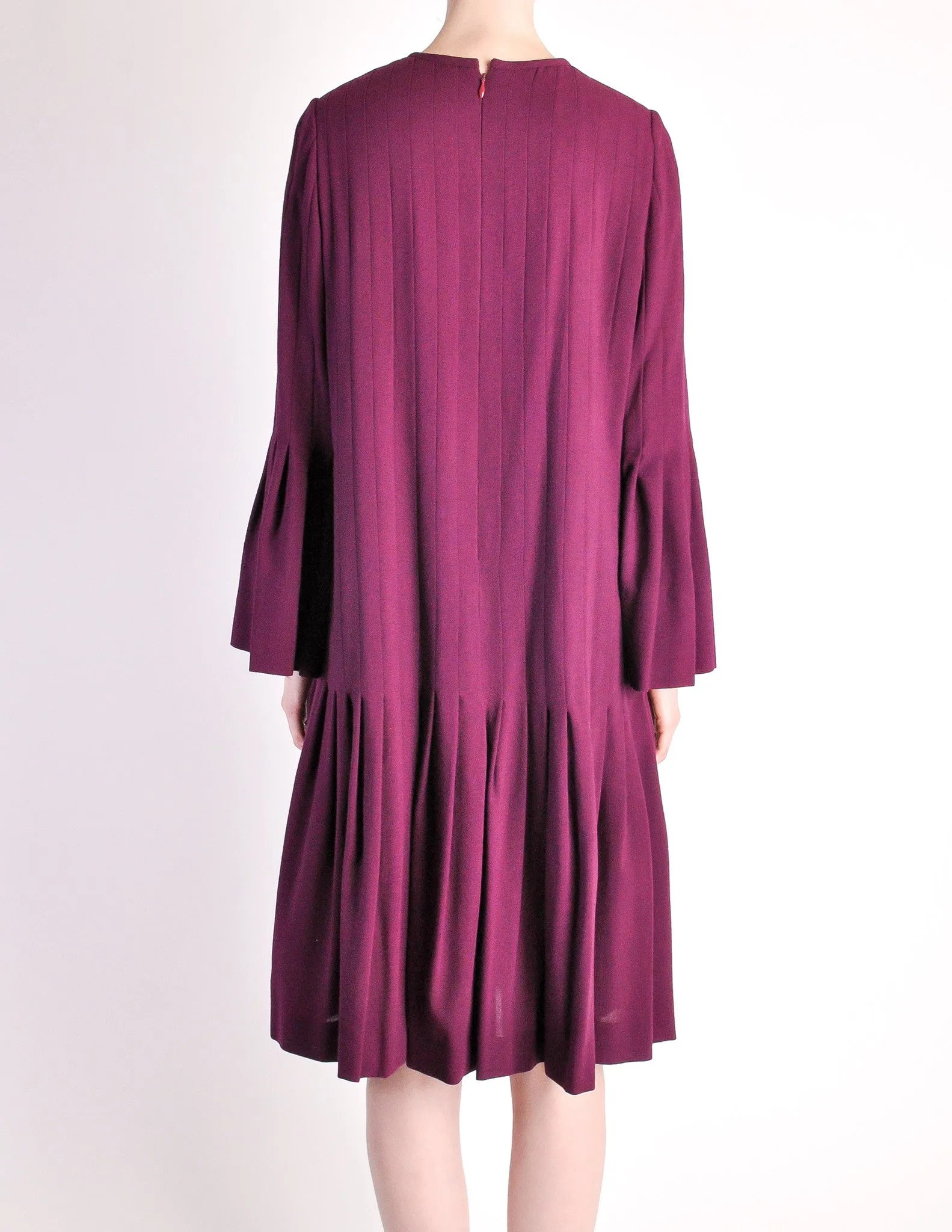 Pierre Cardin Vintage Purple Wool Pleated Dress
