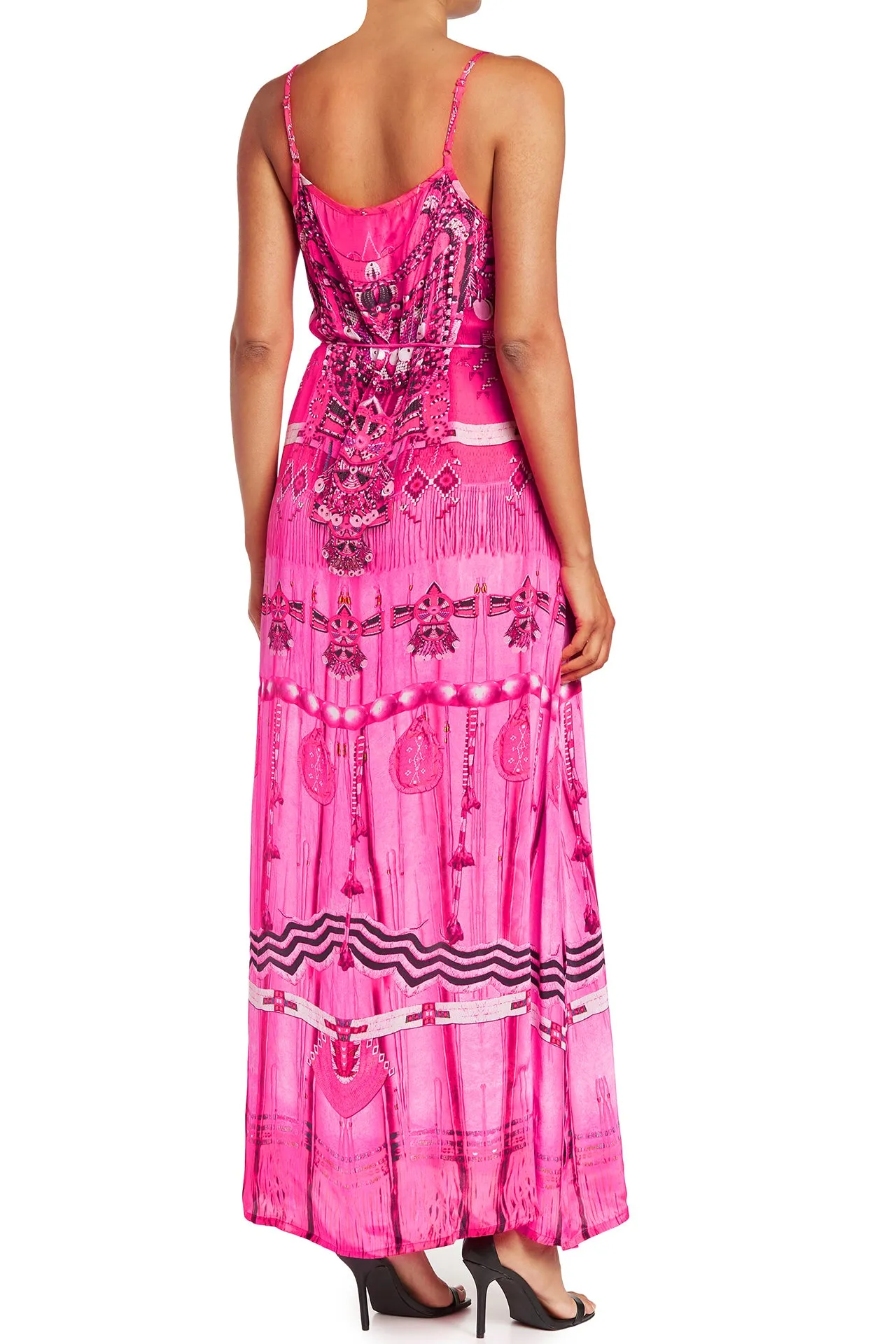 Pink Spaghetti Long Maxi Dress