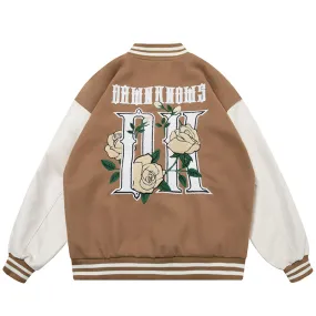 PopFlying Retro Letterman Varsity Jacket Rose