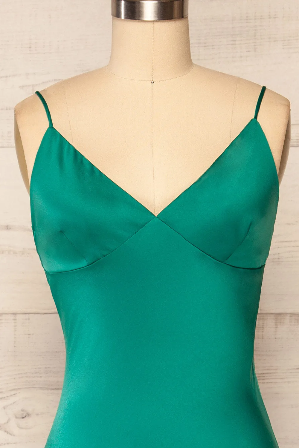 Rontie Green | Midi V-Neck Slip Dress