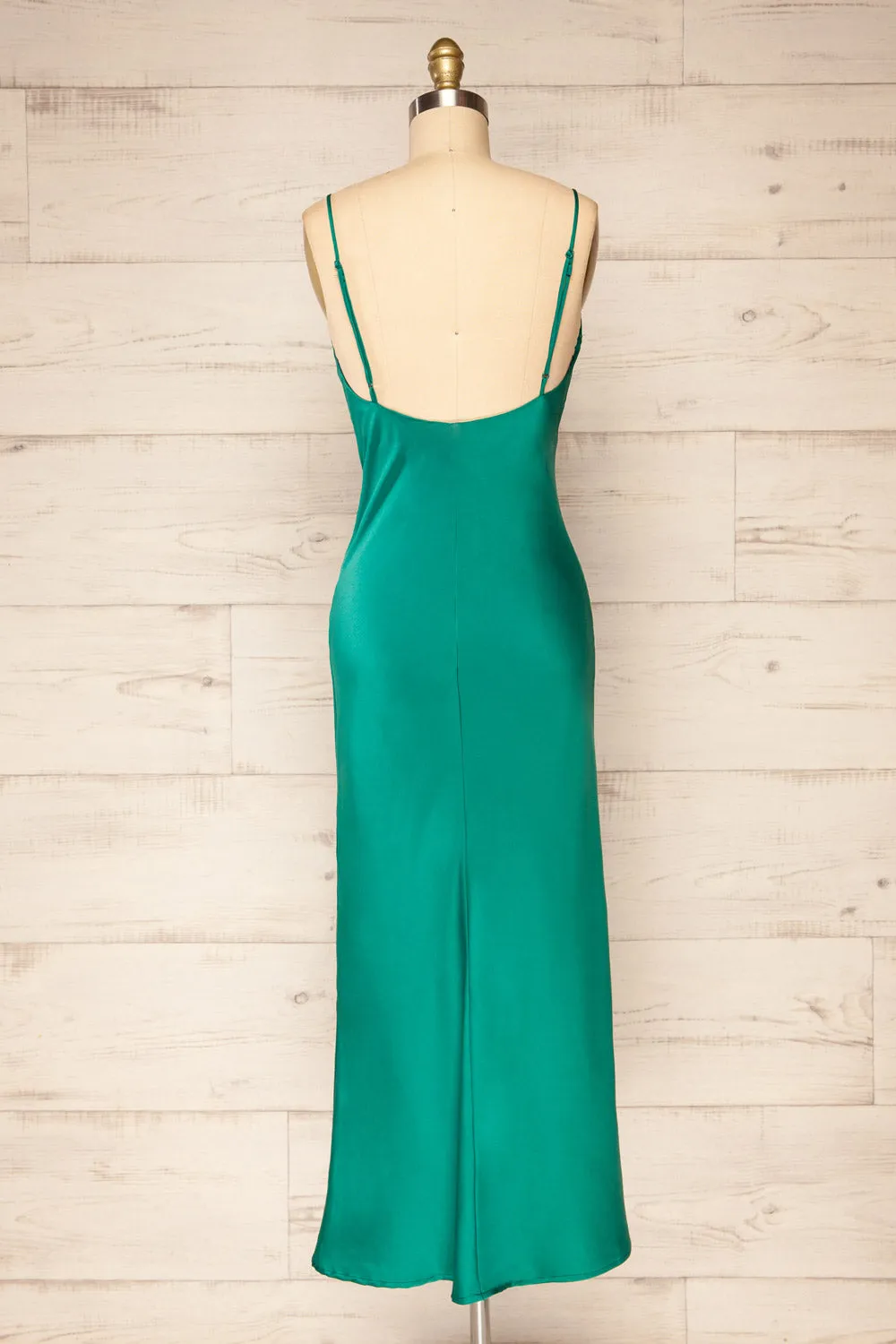 Rontie Green | Midi V-Neck Slip Dress