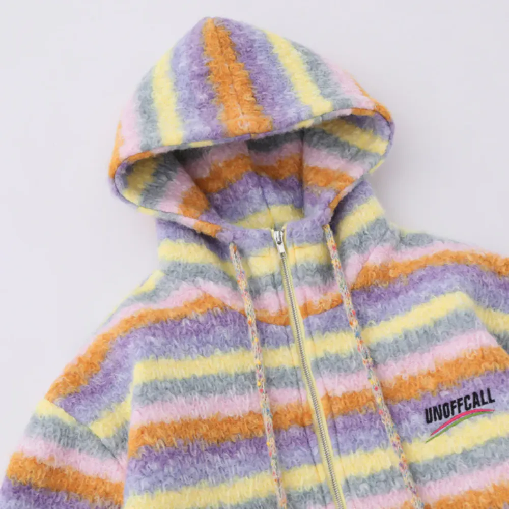 Sweet Colorful Striped Color Coat