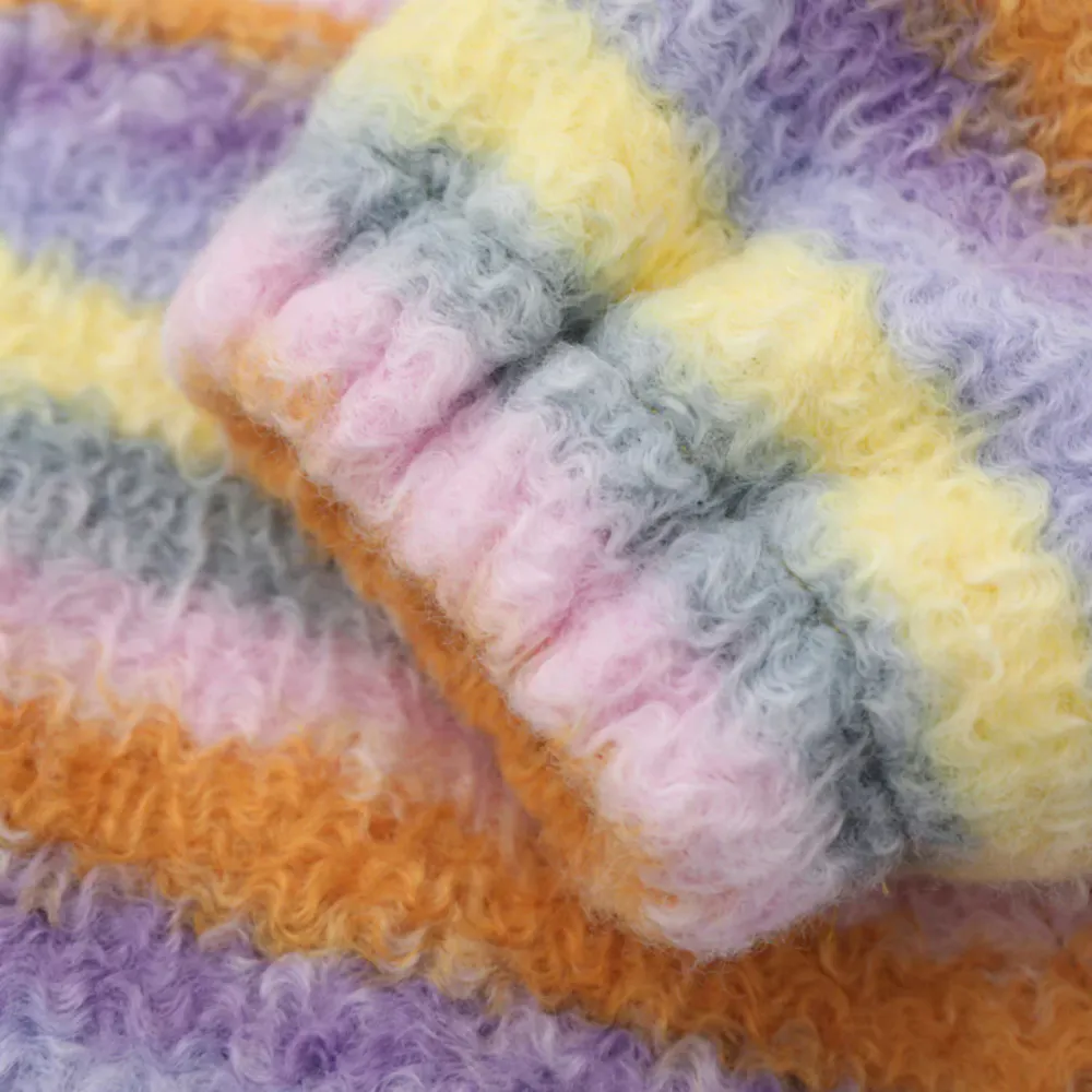 Sweet Colorful Striped Color Coat