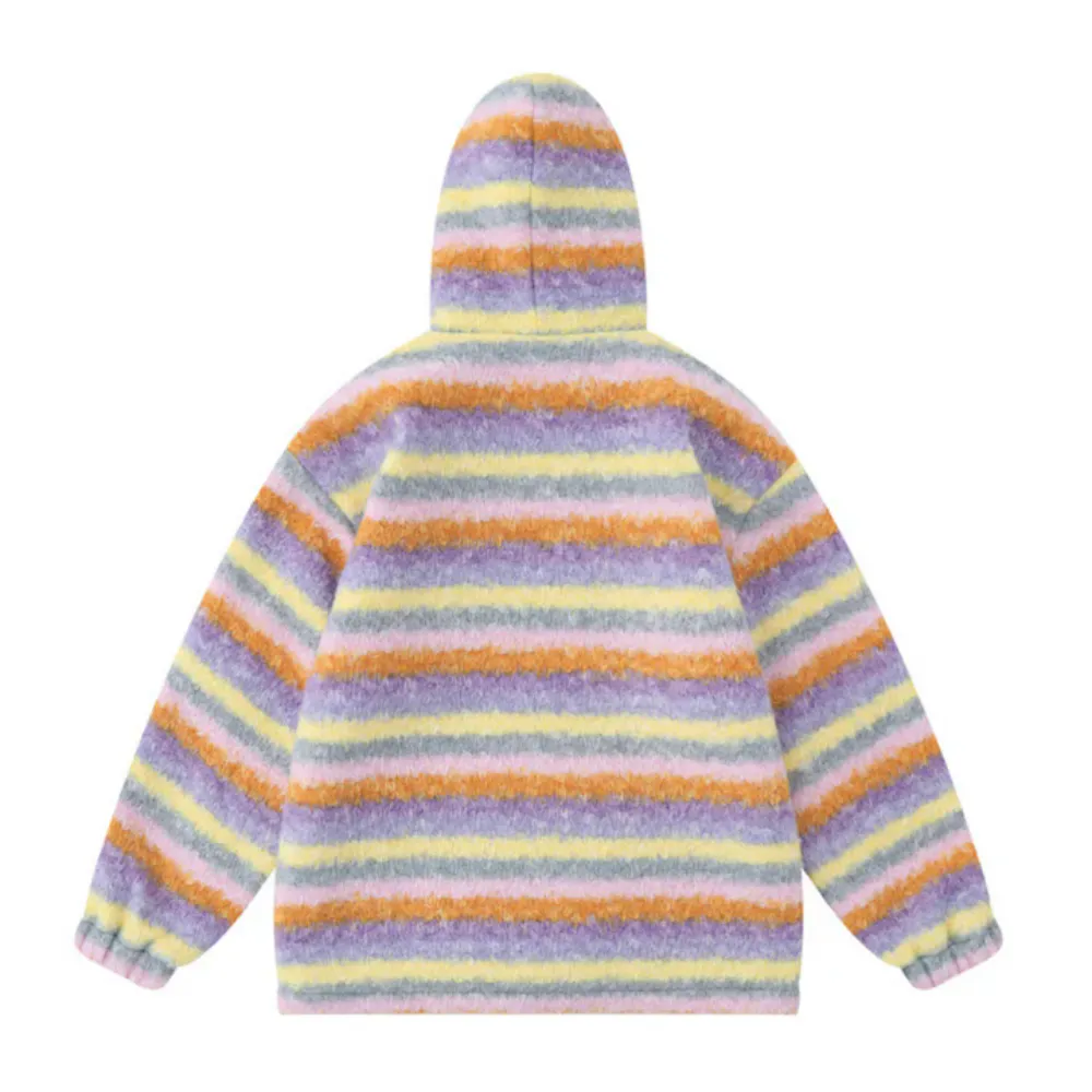 Sweet Colorful Striped Color Coat