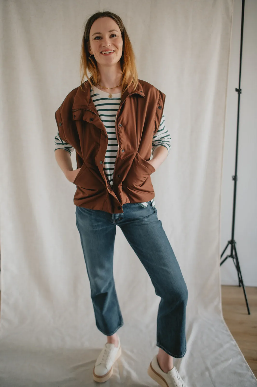 The Leyane Vest   Jacket by Saltwater Luxe - Java Brown