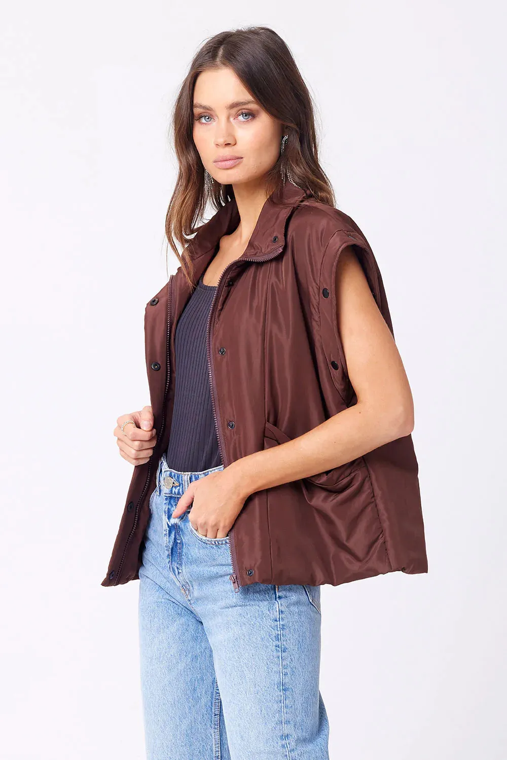 The Leyane Vest   Jacket by Saltwater Luxe - Java Brown