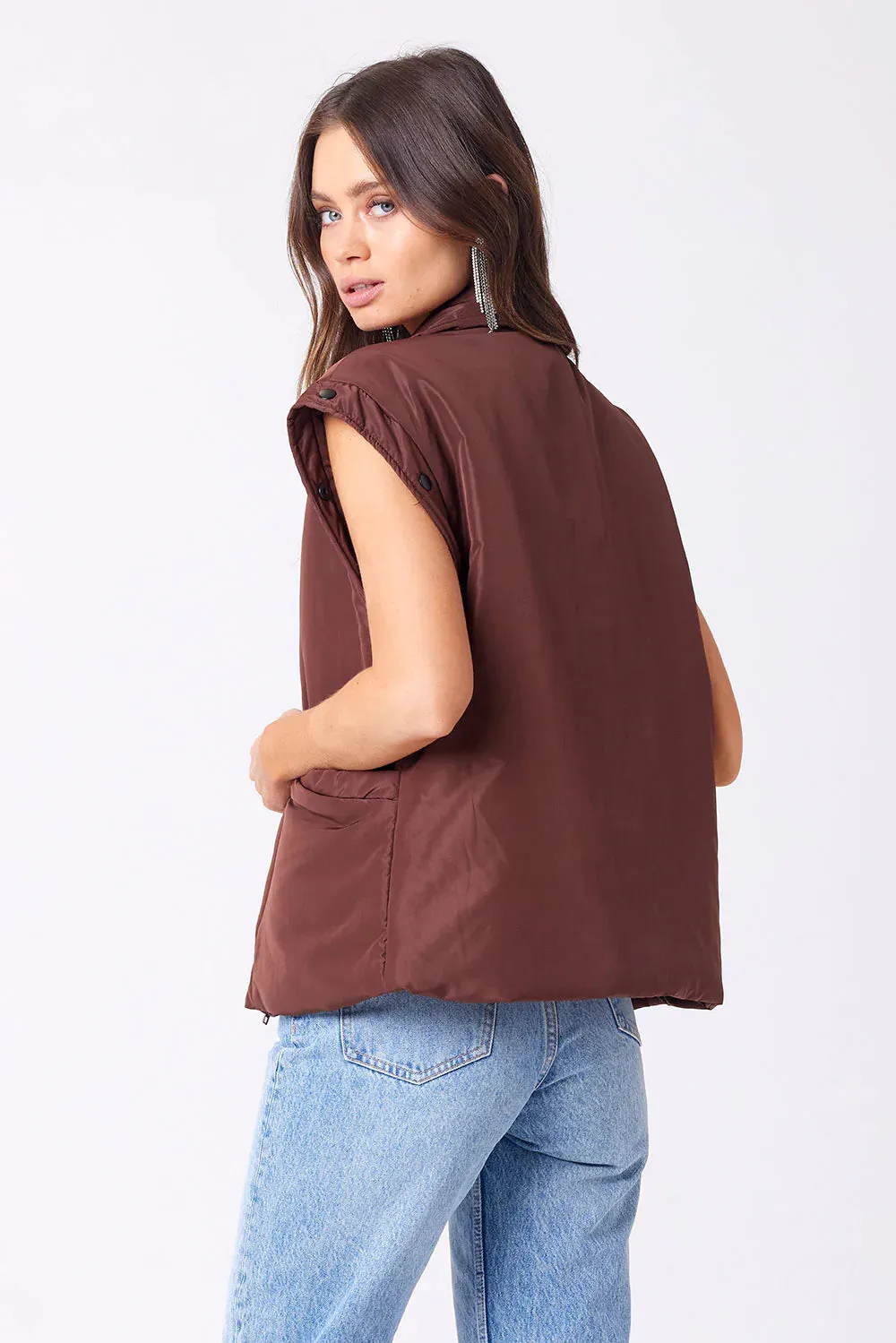 The Leyane Vest   Jacket by Saltwater Luxe - Java Brown