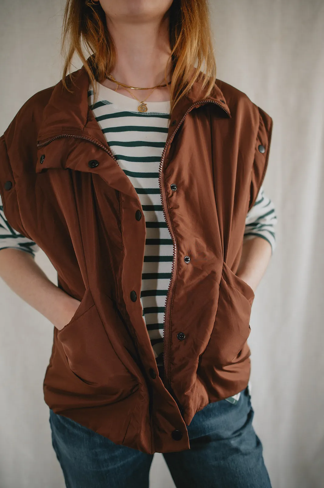 The Leyane Vest   Jacket by Saltwater Luxe - Java Brown