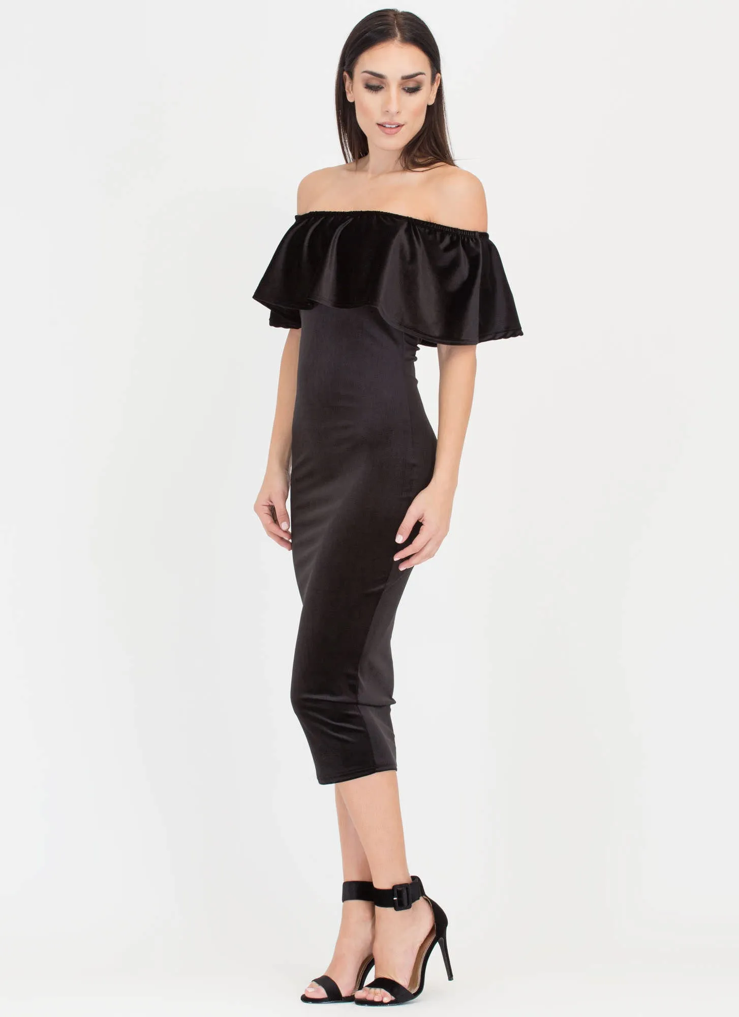 Velvet Vixen Ruffled Off-Shoulder Dress