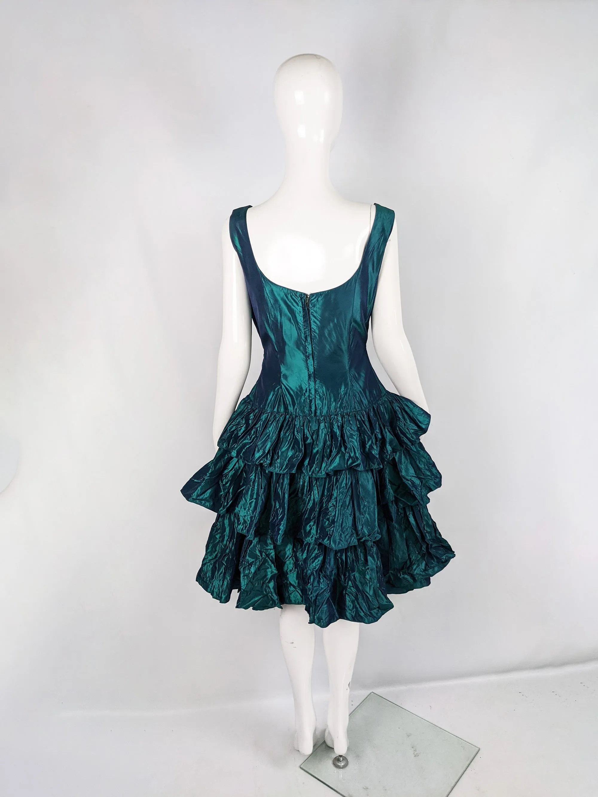 Vintage Ruffled Tier Drop Waist Taffeta Party Dress, 1950s