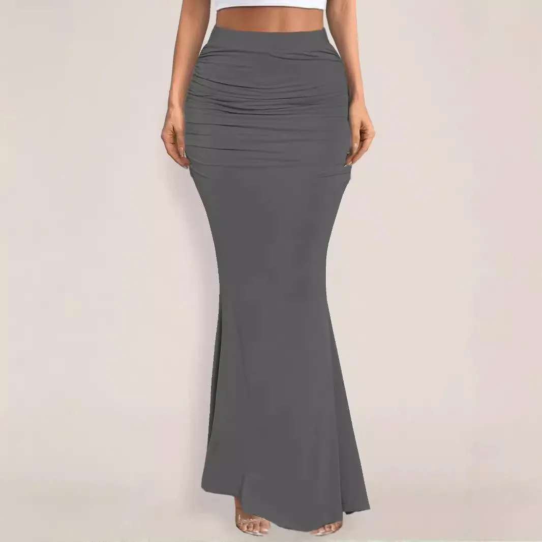 Wenkouban white dress Style 2024 Summer New Women's Skirt Sexy Slim-Fit Sheath Pleated Large Skirt Long Skirt