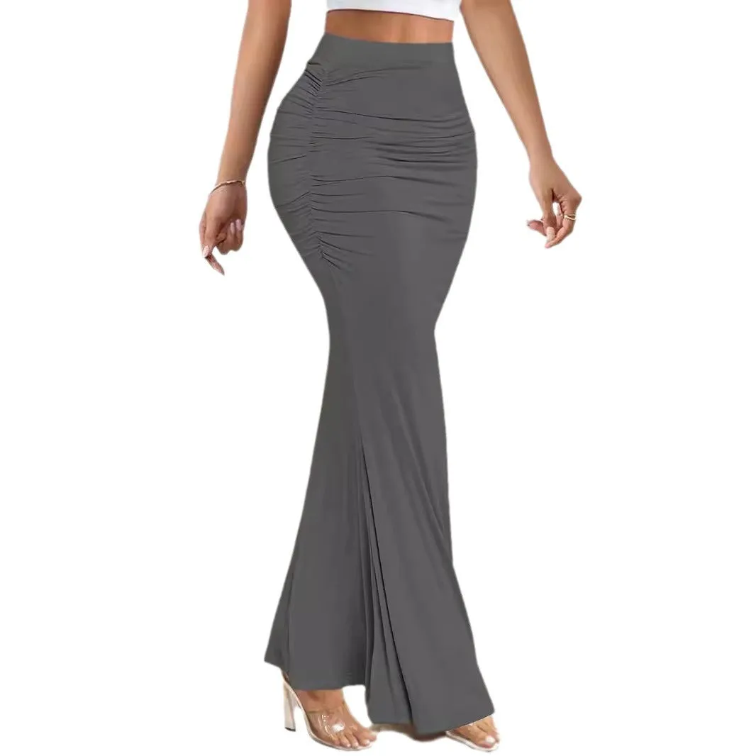 Wenkouban white dress Style 2024 Summer New Women's Skirt Sexy Slim-Fit Sheath Pleated Large Skirt Long Skirt