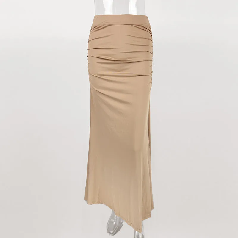 Wenkouban white dress Style 2024 Summer New Women's Skirt Sexy Slim-Fit Sheath Pleated Large Skirt Long Skirt