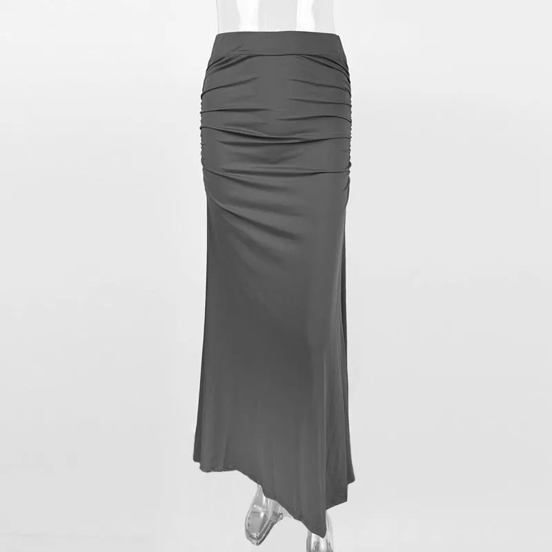 Wenkouban white dress Style 2024 Summer New Women's Skirt Sexy Slim-Fit Sheath Pleated Large Skirt Long Skirt