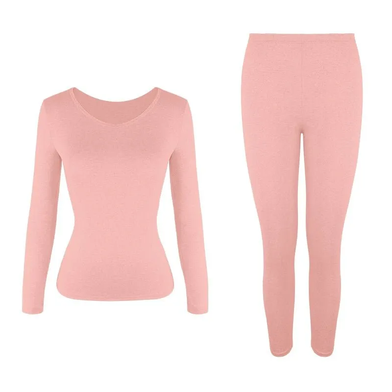 Women's Fleece Lined Thermal Underwear Set Soft Top Bottom 2 Pieces.