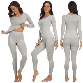Women's Fleece Lined Thermal Underwear Set Soft Top Bottom 2 Pieces.