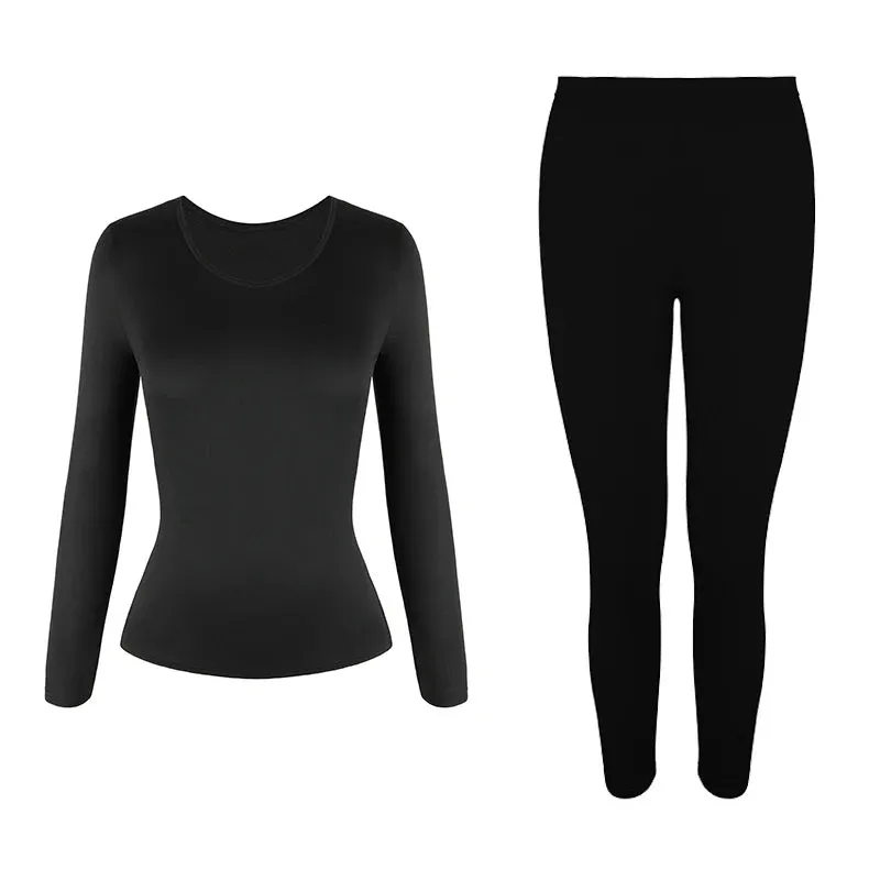 Women's Fleece Lined Thermal Underwear Set Soft Top Bottom 2 Pieces.