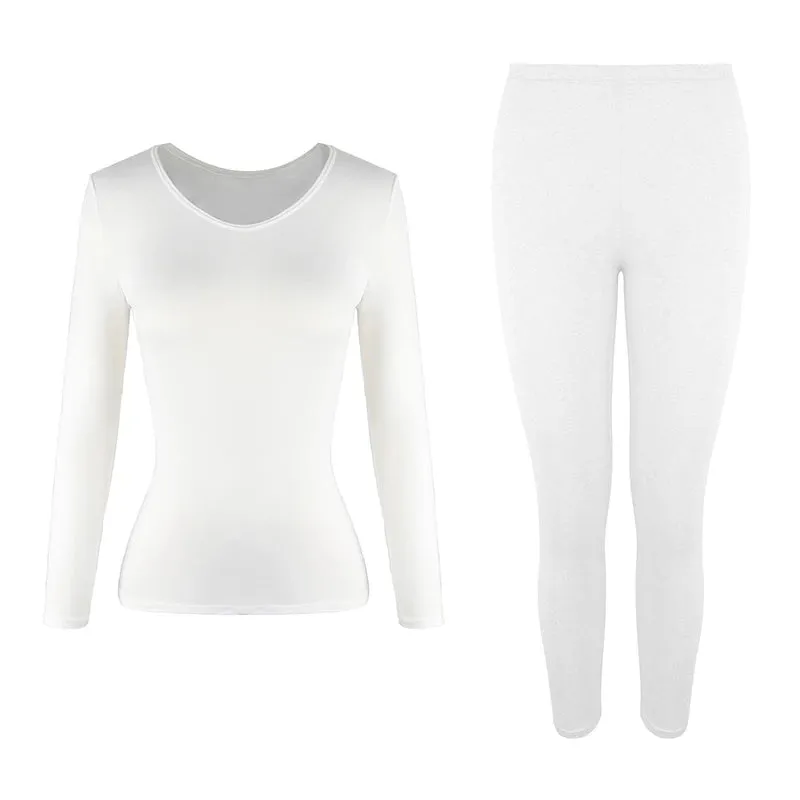 Women's Fleece Lined Thermal Underwear Set Soft Top Bottom 2 Pieces.