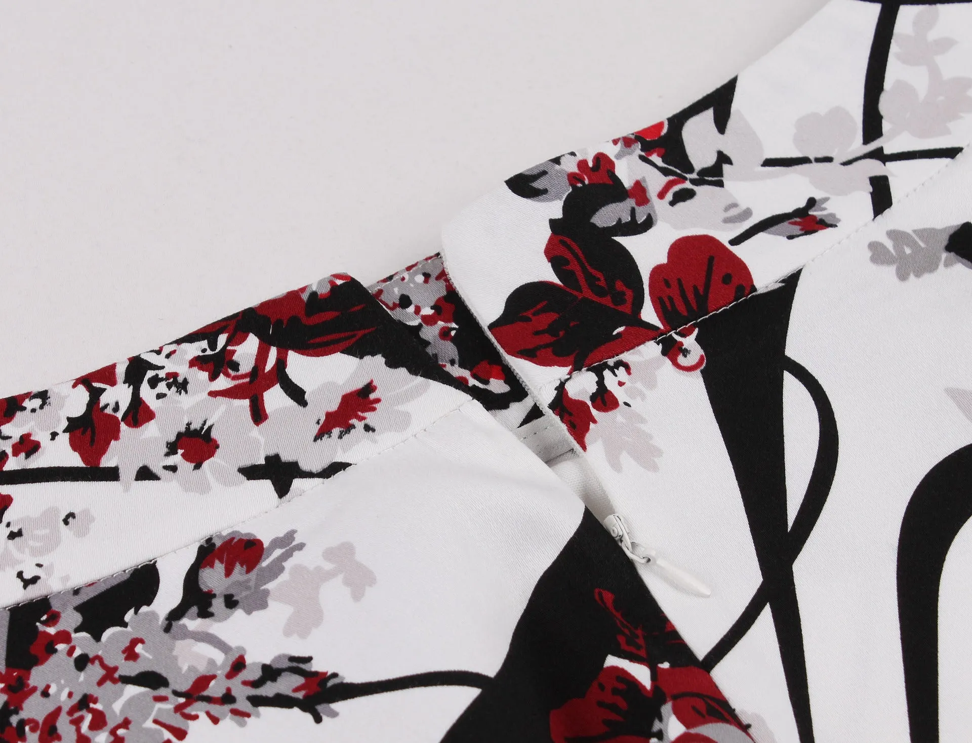 Women's Vintage A-line Flower Printed Pleated Flared Midi Skirt