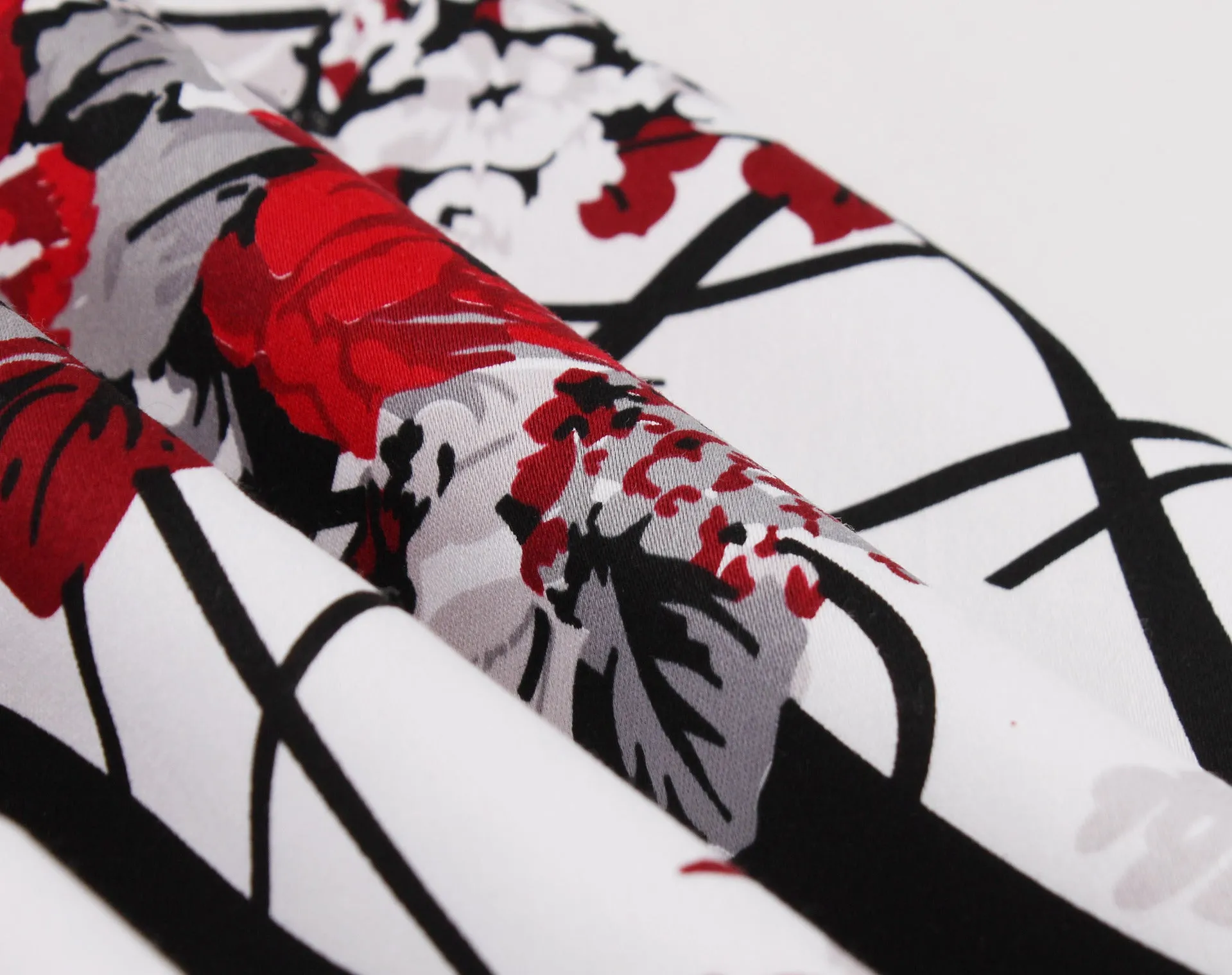 Women's Vintage A-line Flower Printed Pleated Flared Midi Skirt