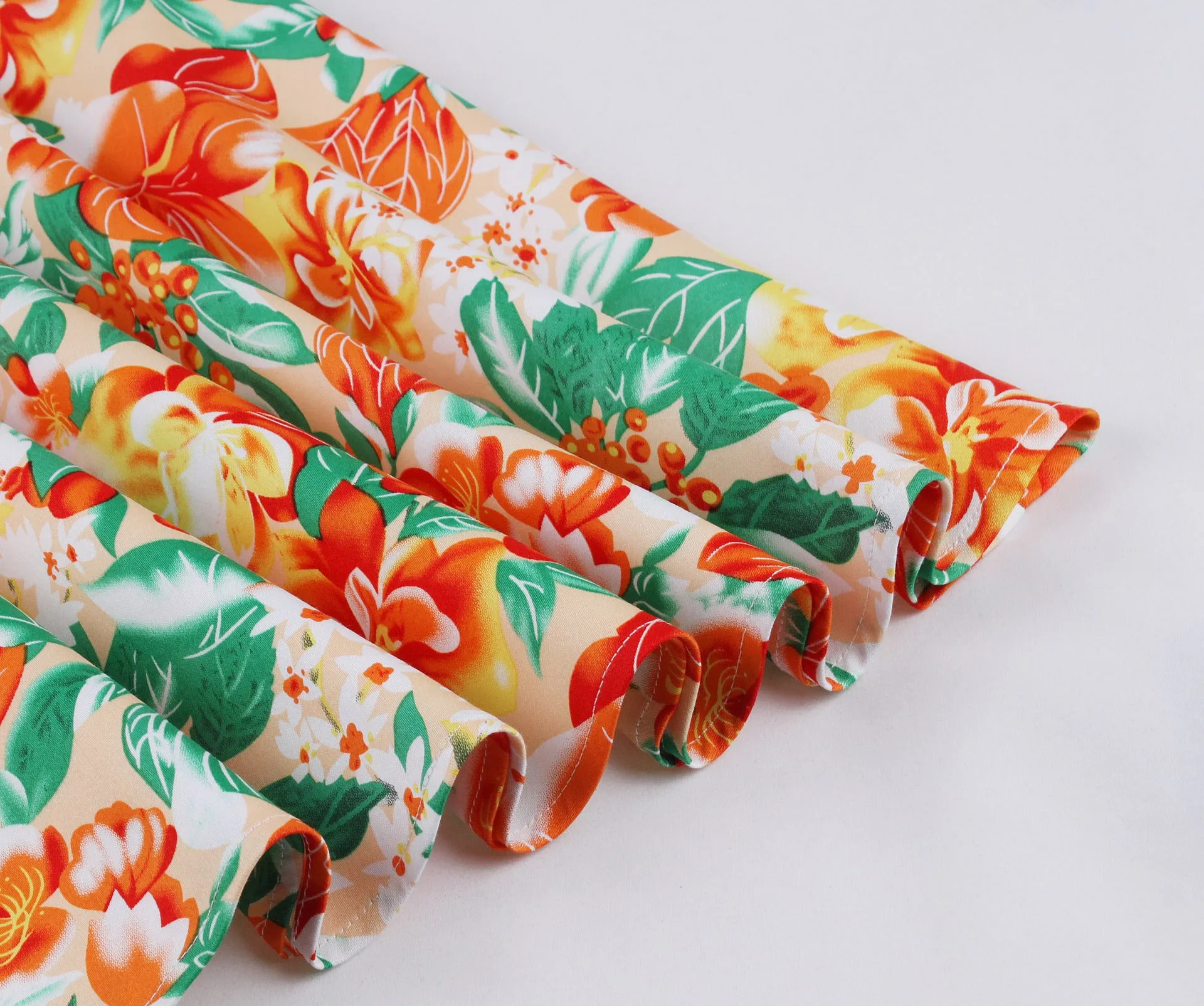 Women's Vintage A-line Flower Printed Pleated Flared Midi Skirt