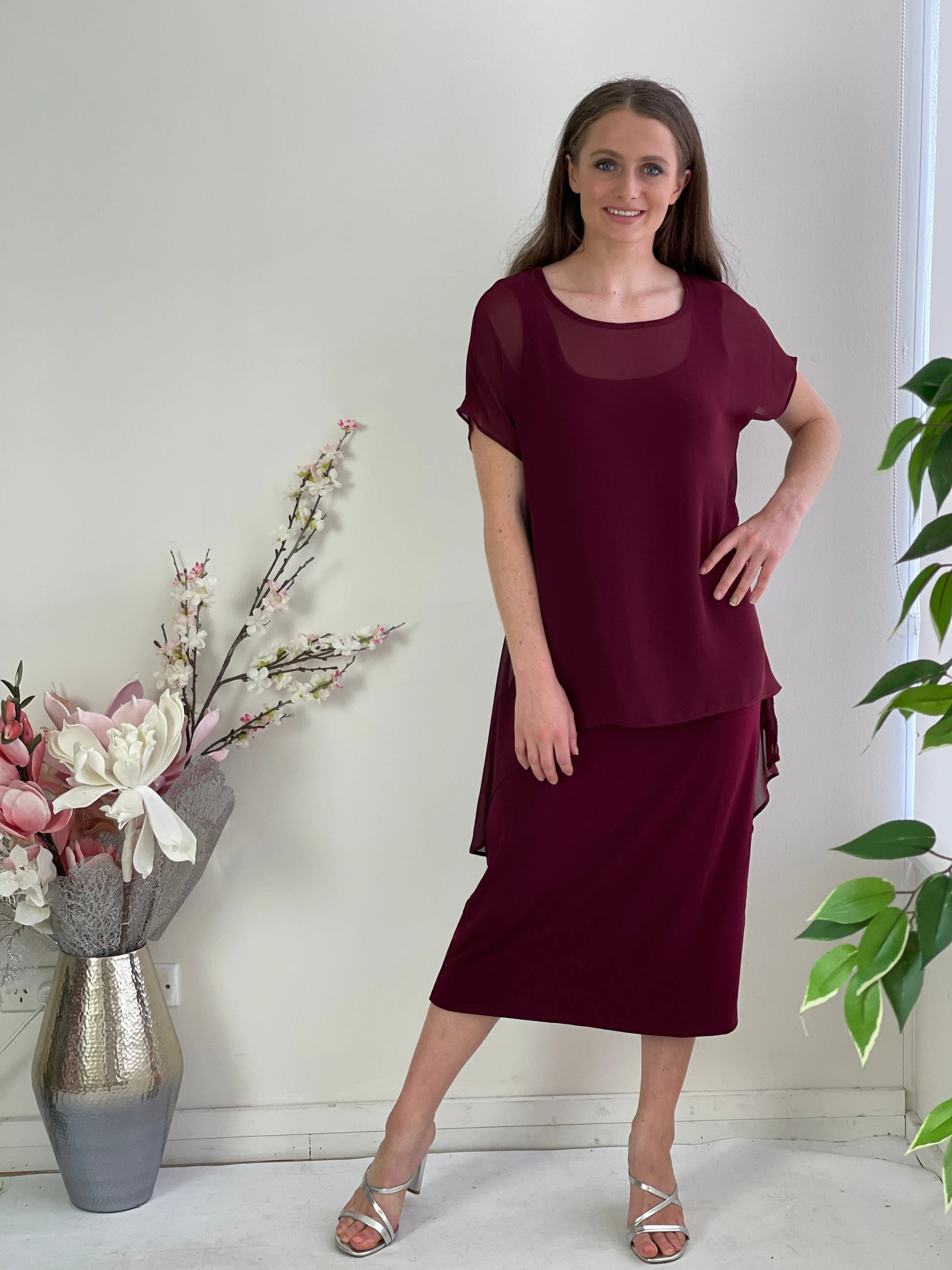Zena Burgundy Evening 2 Piece Set
