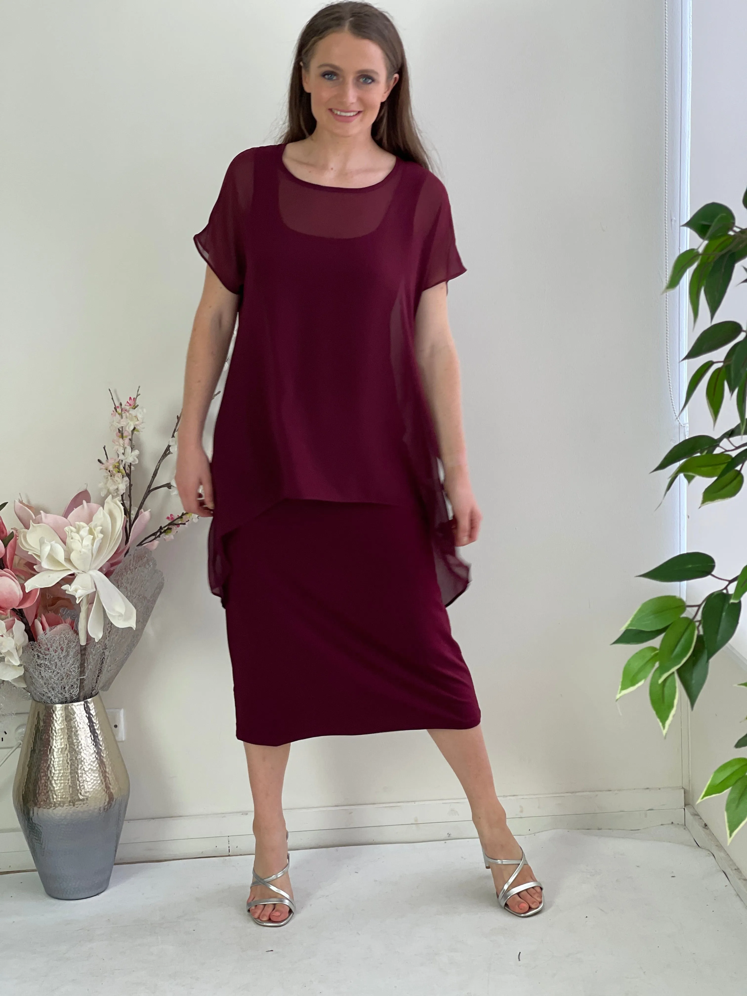 Zena Burgundy Evening 2 Piece Set